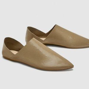 Zara Woman Pointed Leather Babouches Flats